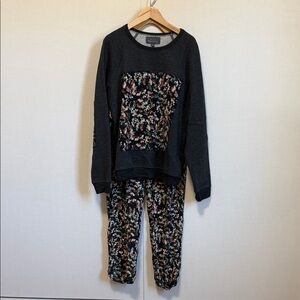 Patterson J Kincaid two piece silk embellished sweatshirt and silk pants.